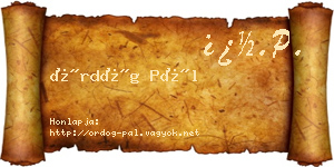 Ördög Pál névjegykártya